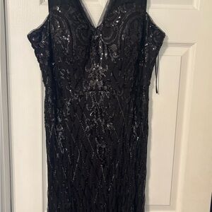 Alex Evenings Elegant Black Sequin Dress